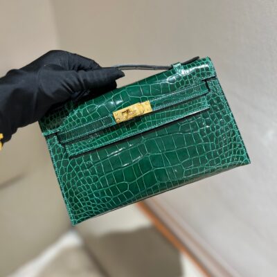 Kelly Pochette Shiny Alligator GHW