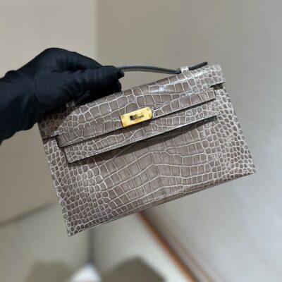 Kelly Pochette Shiny Alligator GHW