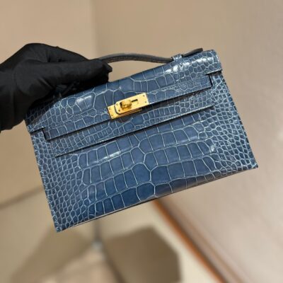 Kelly Pochette Shiny Alligator GHW