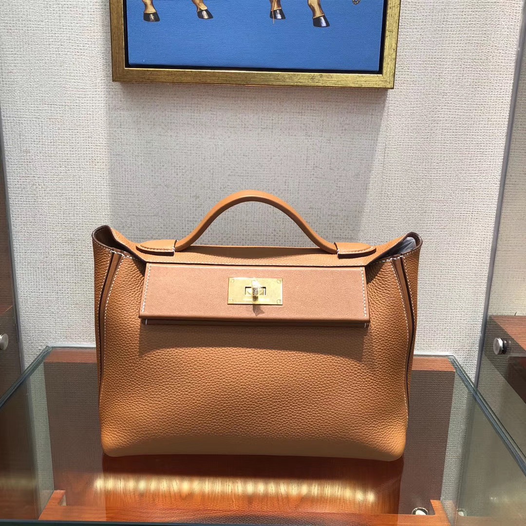 img_9567 Hermes 24/24 Golden Brown 29cm in Togo&Swift - Image 1