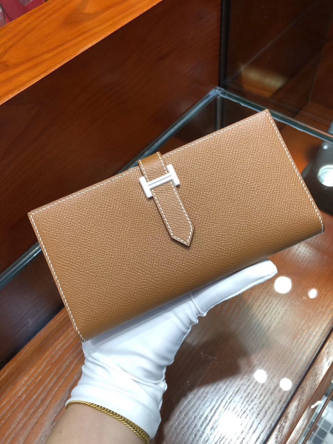 img_9774 Hermes Bearn Wallet in Gold Epsom - Image 1