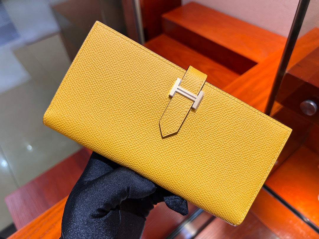 img_9817 Hermes Bearn Wallet in Jaune Amber Epsom - Image 1
