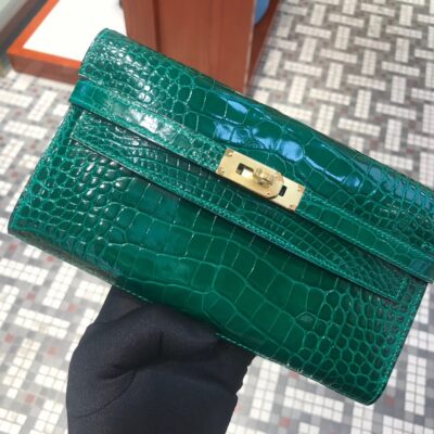 Kelly To Go in Vert Emeraude Alligator
