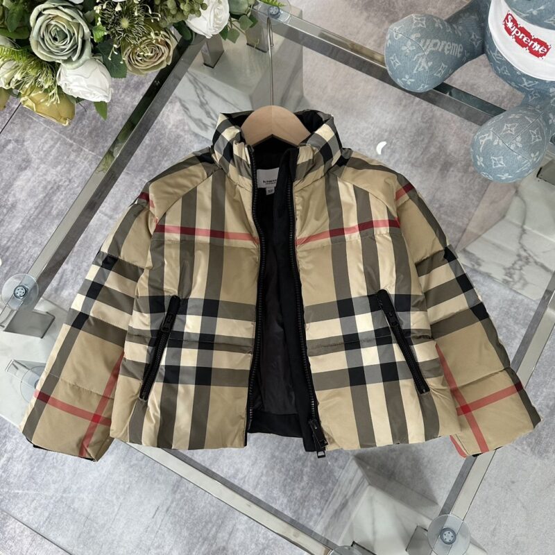 Burberry Kids Large Plaid Down Jacket