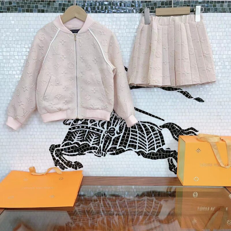 Louis Vuitton Kids Zippered Sweater & Skirt