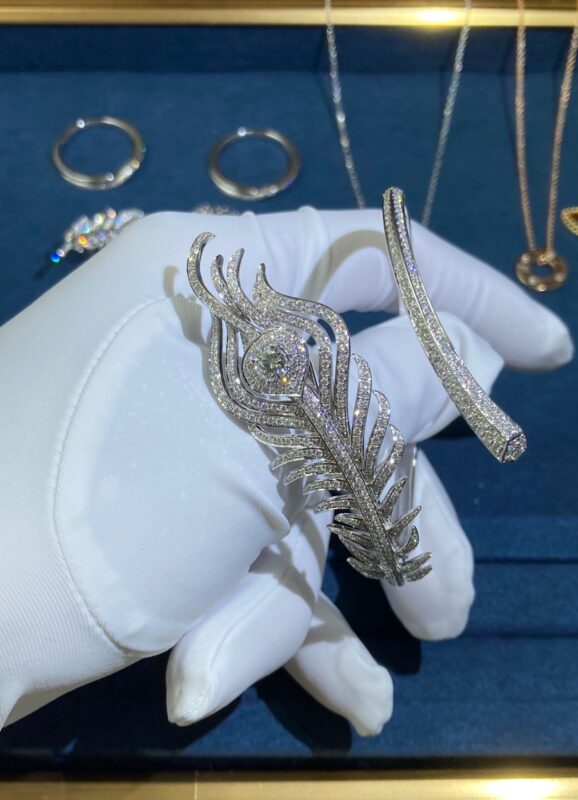 Full Diamond Feather Bracelet, White Gold