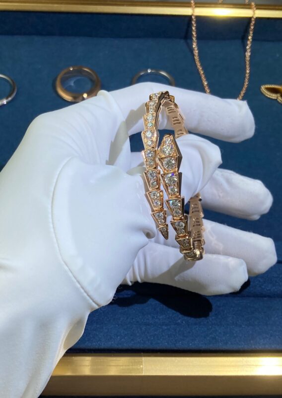 Full Diamond Snake Bracelet, Rose Gold