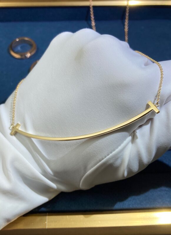 Large Smiley Face Necklace Without Diamonds, Yellow Gold