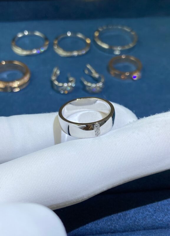 Three Aperture Diamond Ring, Platinum