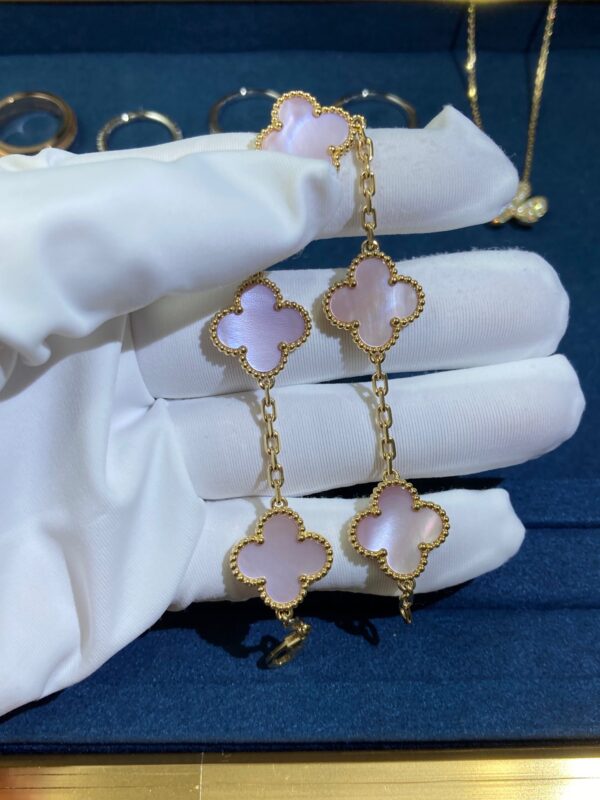 Five-pollen Clam Four-leaf Clover Bracelet, Yellow Gold