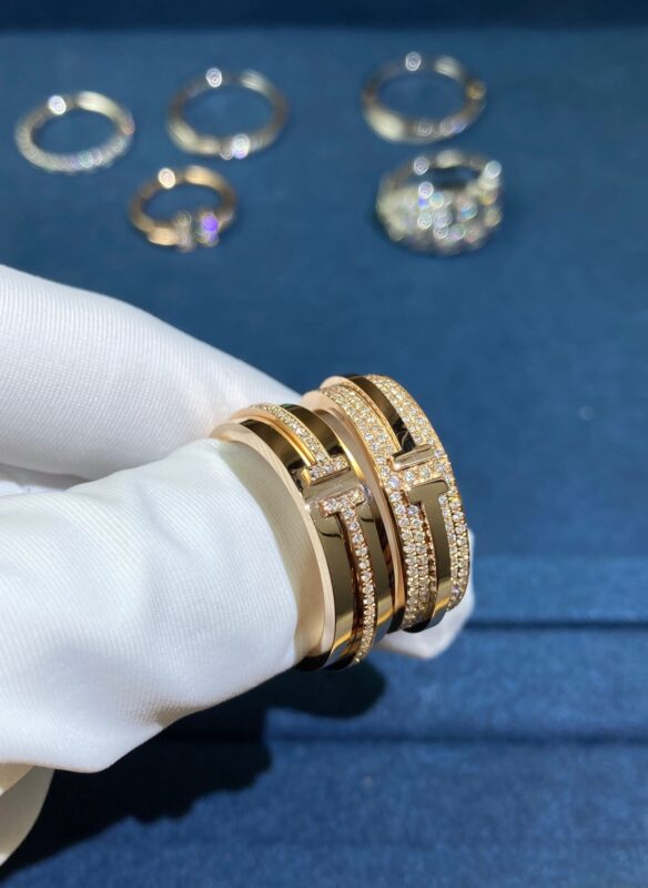 Double T Ring, Rose Gold