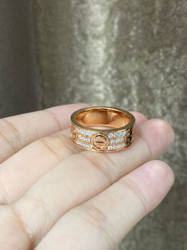 Wide Gypsophila Triple Row Diamond Ring, Rose Gold