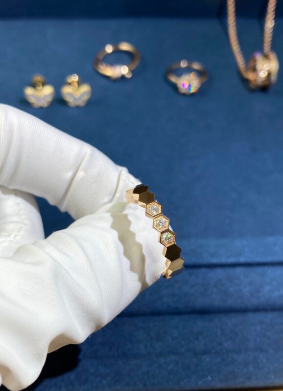 Triple Diamond Honeycomb Ring, Rose Gold