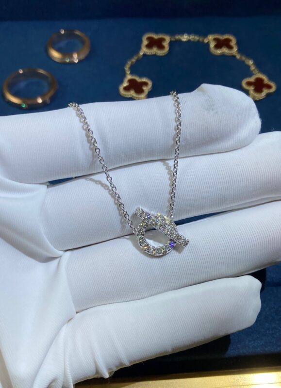 Small Q Diamond Necklace, White Gold