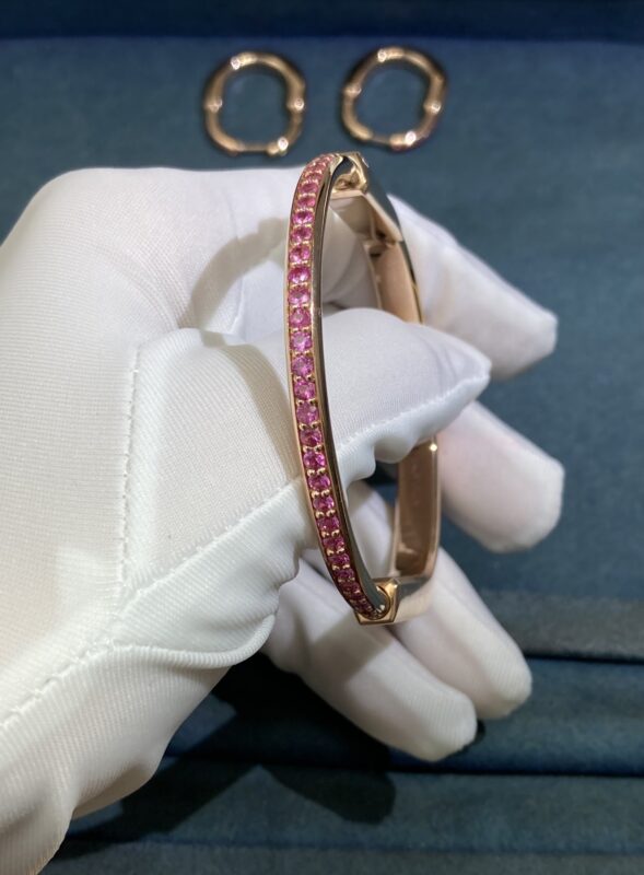 Lock pink sapphire bracelet, rose gold