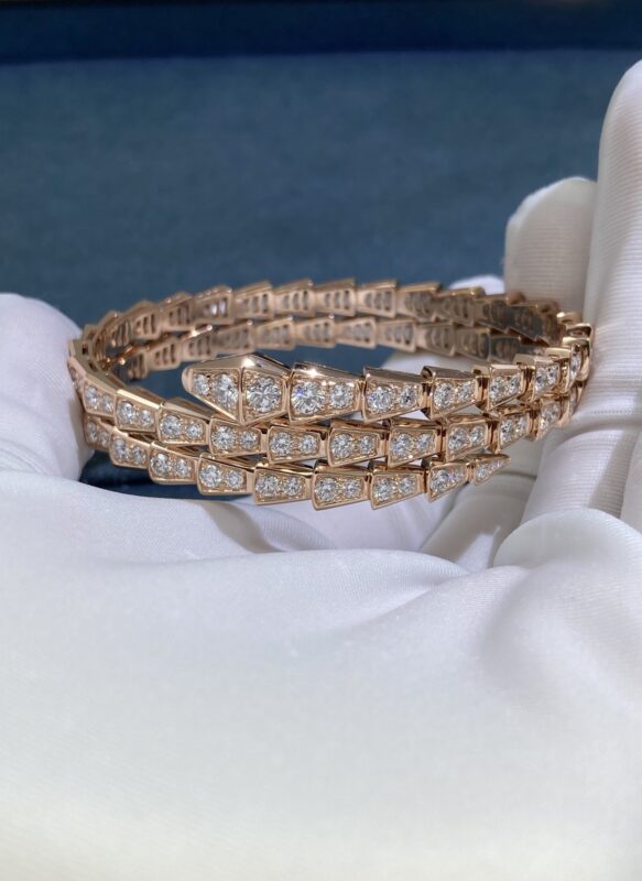 Two and a half diamond snake bracelet, rose gold