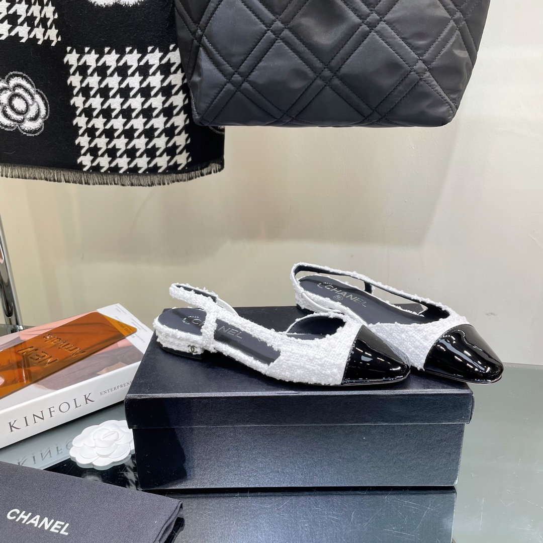 Chanel Tweed Slingback Shoes - Image 5