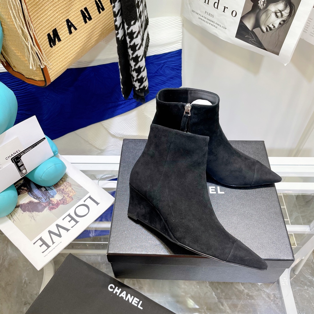 Chanel Wedge Ankle Boots - Image 6