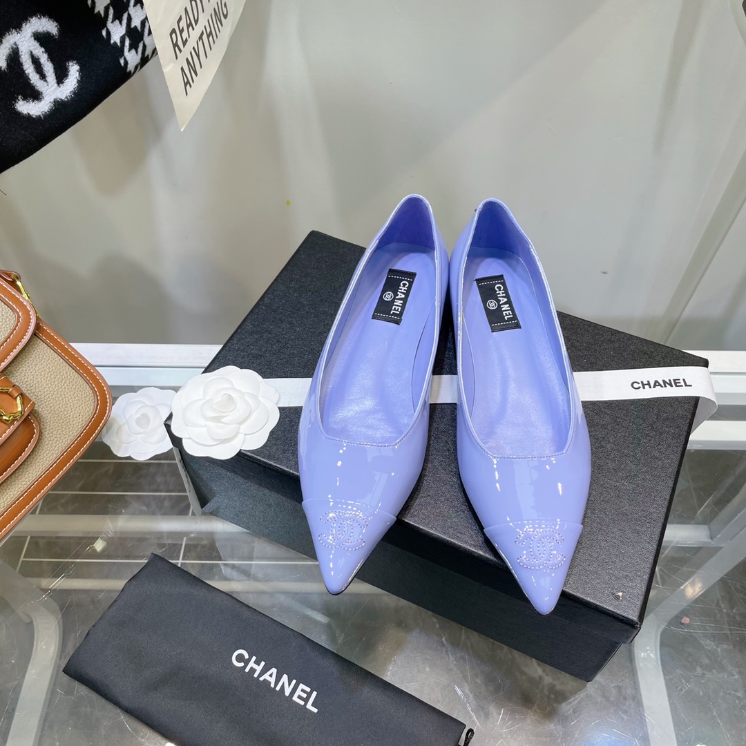 Chanel Purple Pointed Toe Flat Shoes