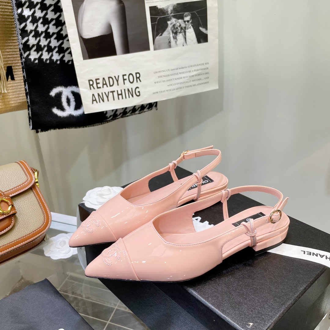 Chanel Pink Pointed Toe Slingback Shoes - Image 8