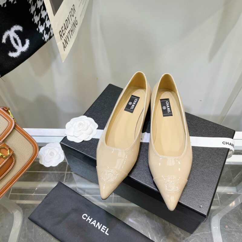 Chanel Beige Pointed Toe Flat Shoes