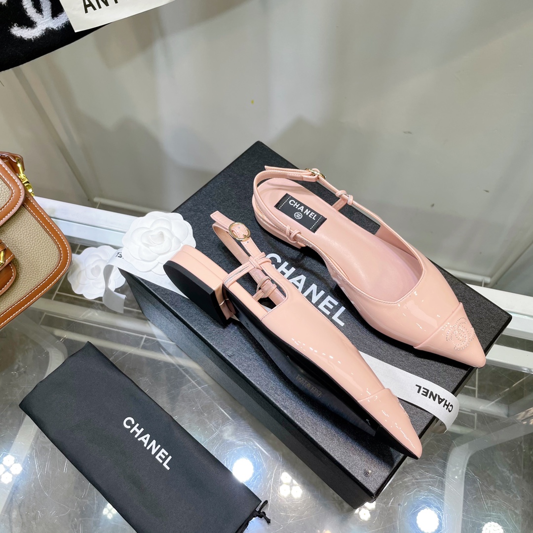 Chanel Pink Pointed Toe Slingback Shoes - Image 6