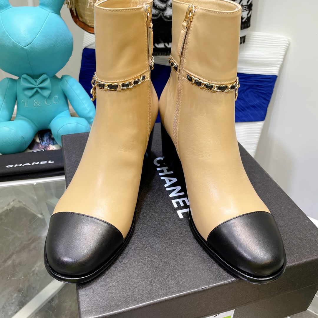 Chanel Round Toe High-heeled Ankle Boots - Image 7