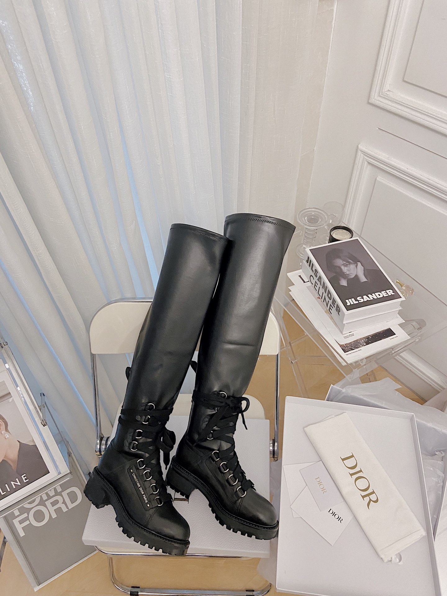 Dior Lace-up Knee-High Boots - Image 3