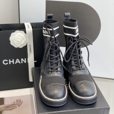 Chanel Black Sock Boots