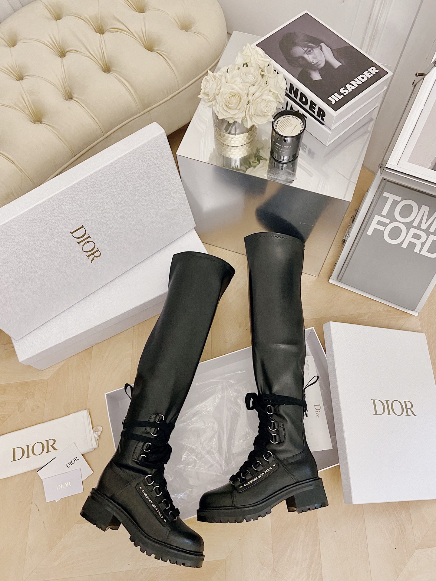 Dior Lace-up Knee-High Boots - Image 6