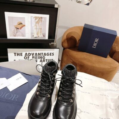 Dior Lace-up Thick-soled Short Boots