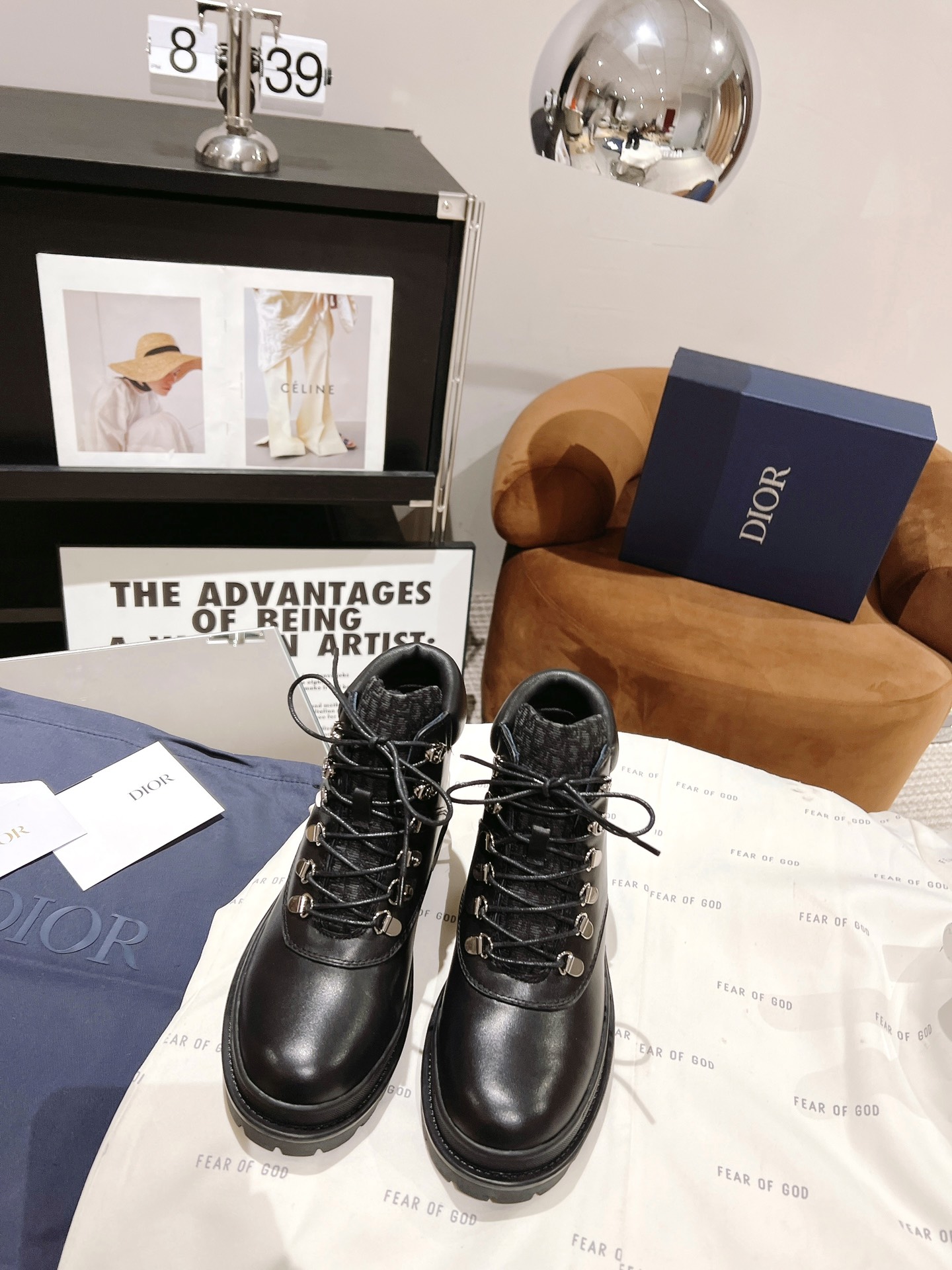 Dior Lace-up Thick-soled Short Boots