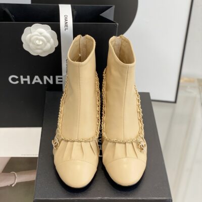 Chanel Beige Chain Elastic Boots
