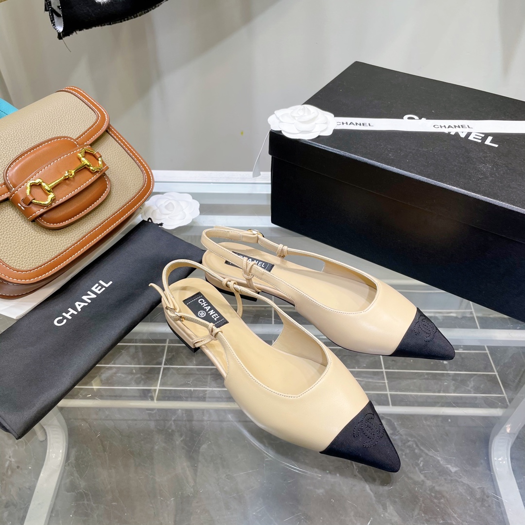 Chanel Beige Pointed Toe Slingback Shoes - Image 7