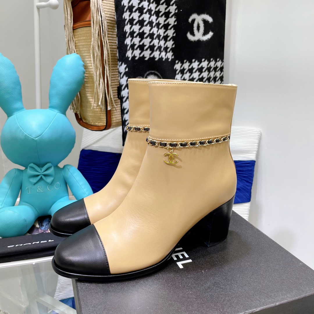 Chanel Round Toe High-heeled Ankle Boots - Image 6