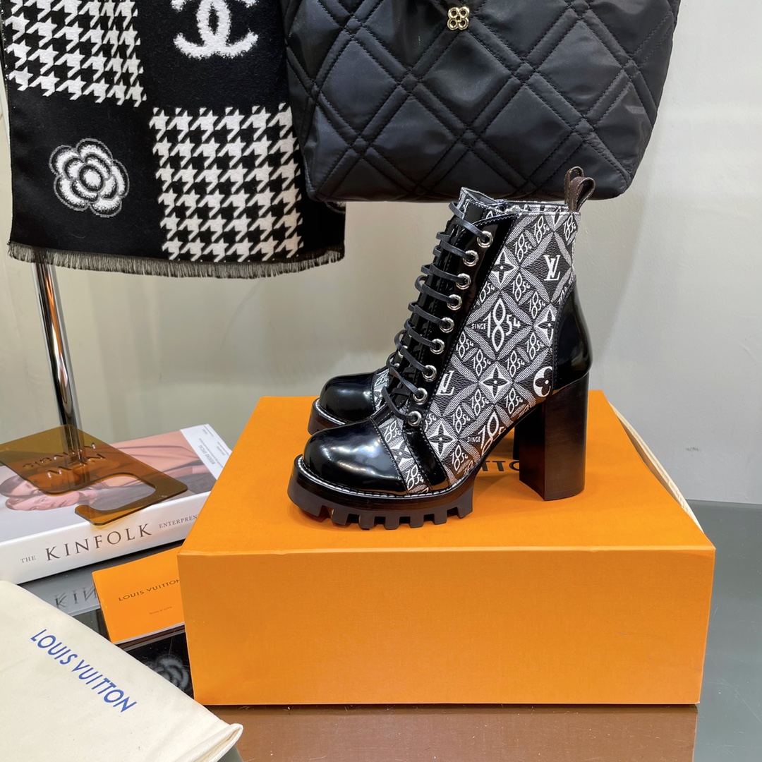 Louis Vuitton Lace-up High-heeled Short Boots - Image 6