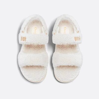 Dior White Shearling Sandals