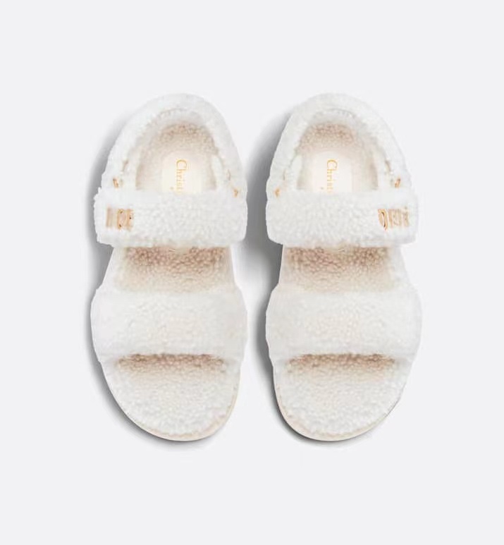 Dior White Shearling Sandals