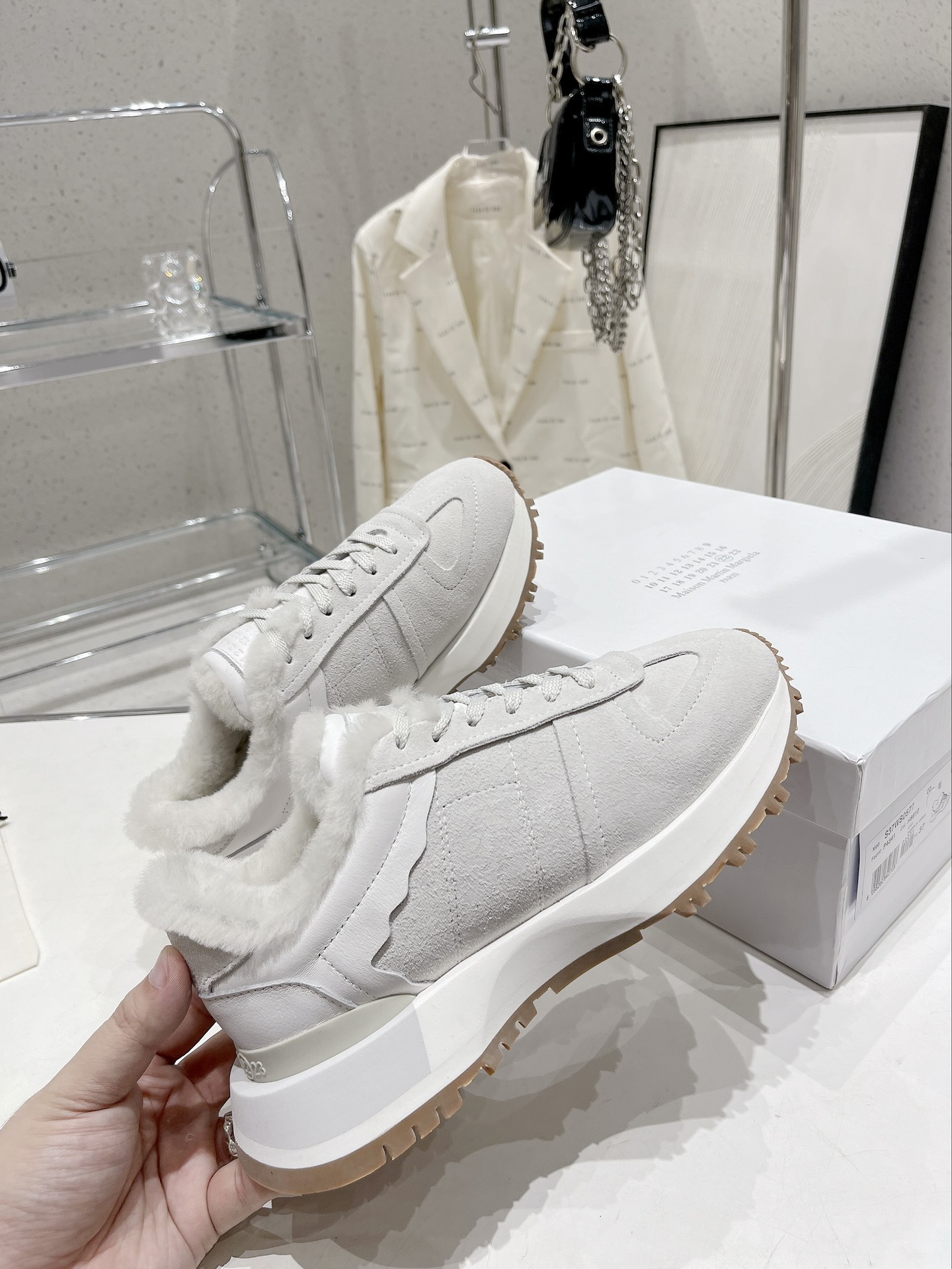 Maison Margiela Thick-soled Fur Sneakers - Image 6