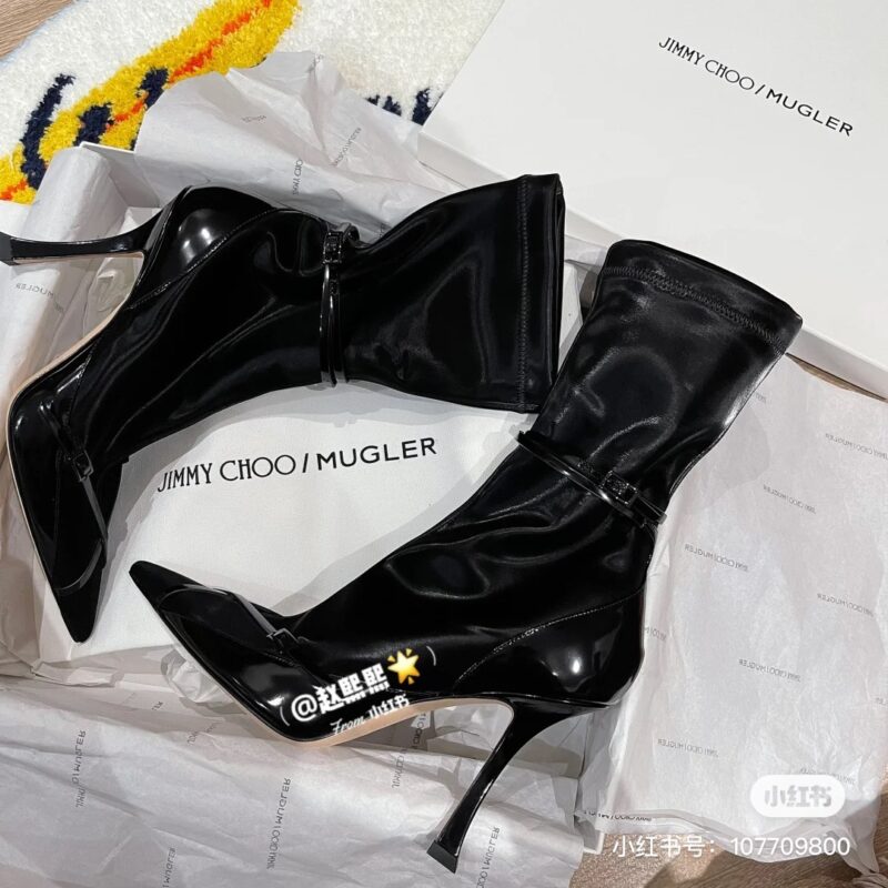 Jimmy Choo’s Cross-straps High-heeled Sock Boots