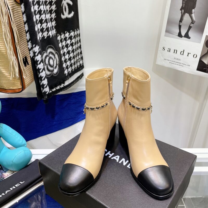 Chanel Round Toe High-heeled Ankle Boots