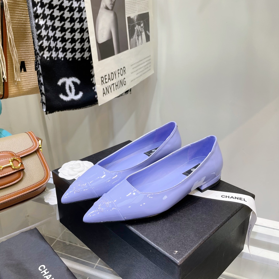 Chanel Purple Pointed Toe Flat Shoes - Image 5