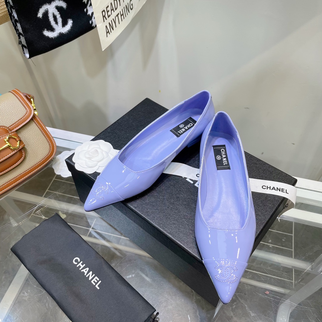 Chanel Purple Pointed Toe Flat Shoes - Image 6