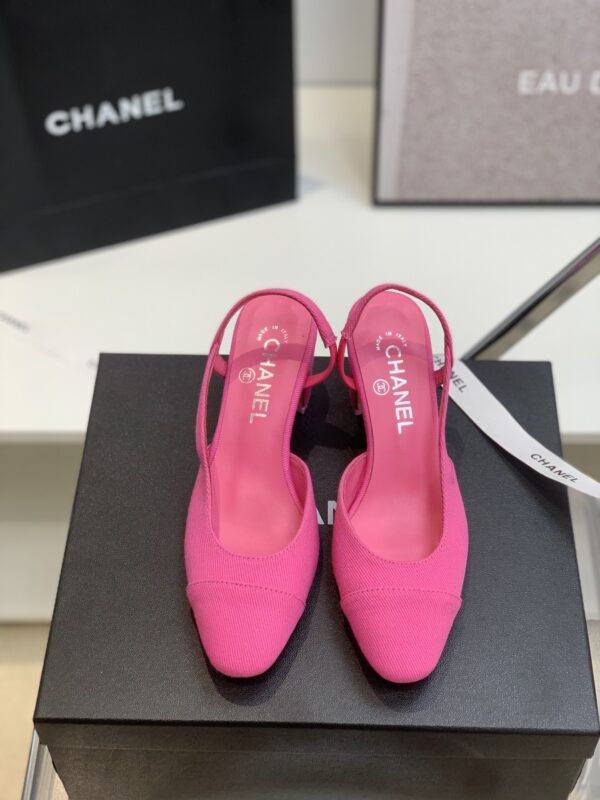 Chanel Pink Denim Slingback Shoes