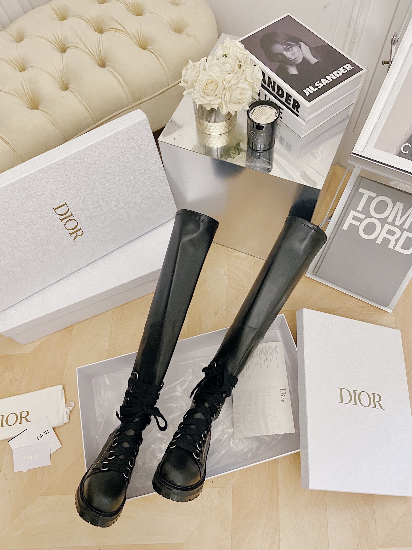 Dior Lace-up Knee-High Boots - Image 5