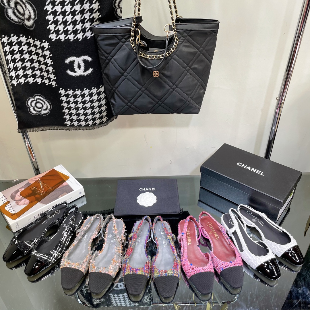 Chanel Tweed Slingback Shoes - Image 11