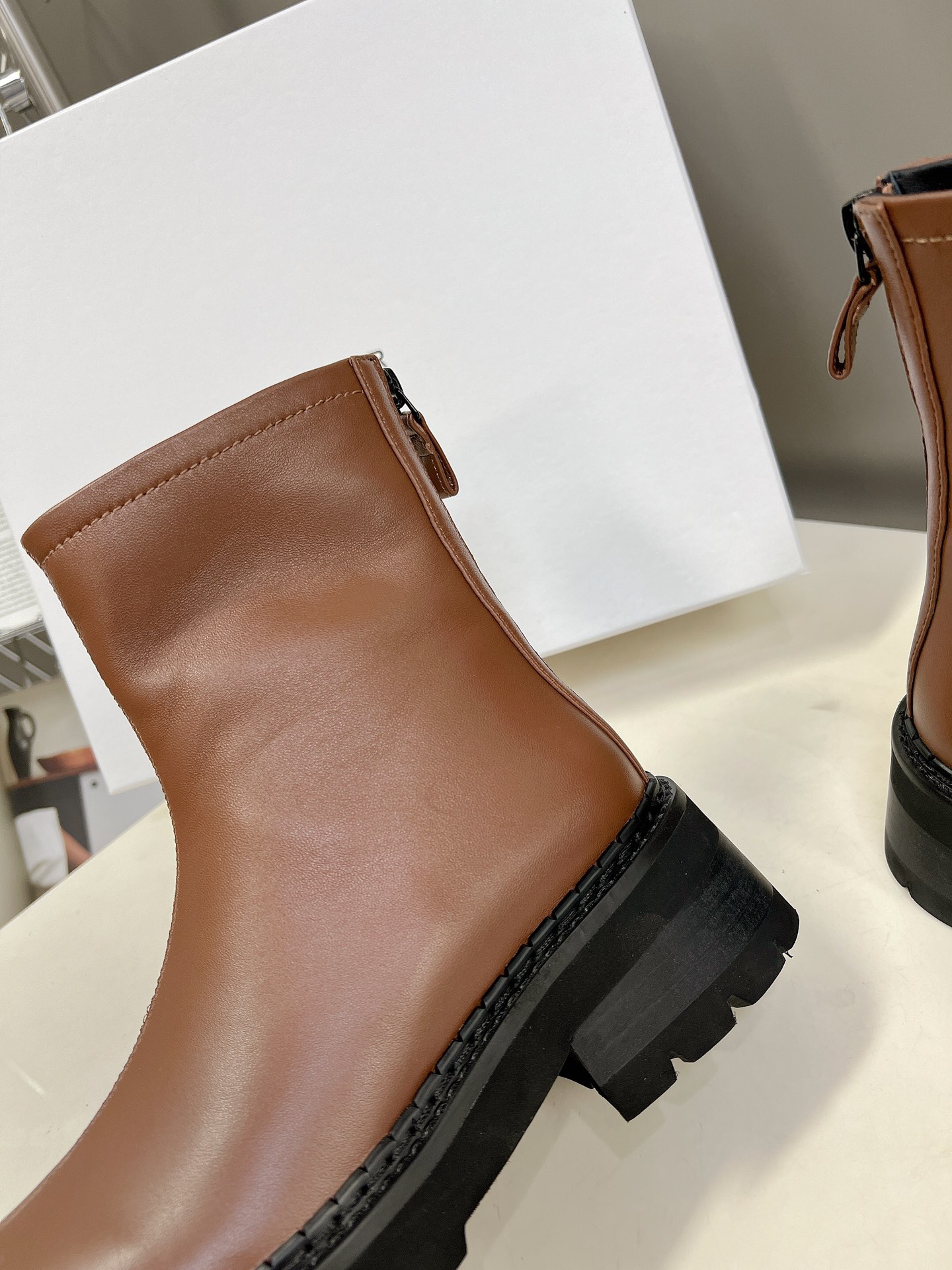 By Far Back Zipper Thick-soled Short Boots - Image 8