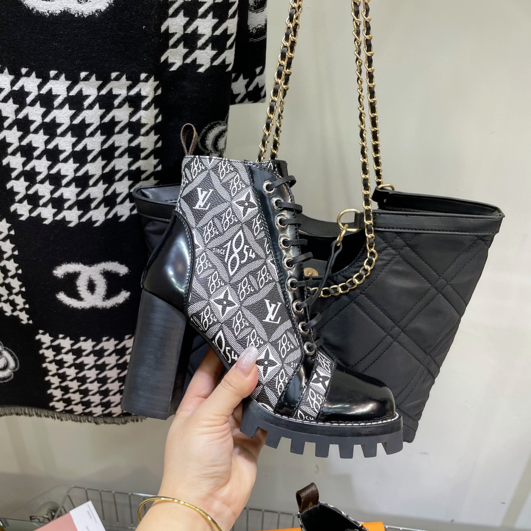 Louis Vuitton Lace-up High-heeled Short Boots - Image 9