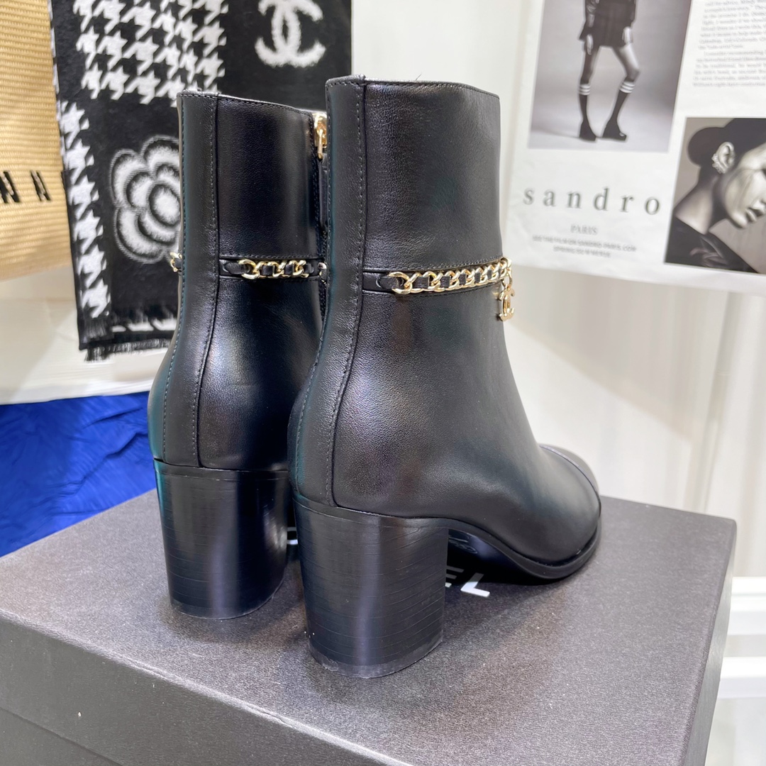 Chanel Round Toe High-heeled Ankle Boots - Image 6