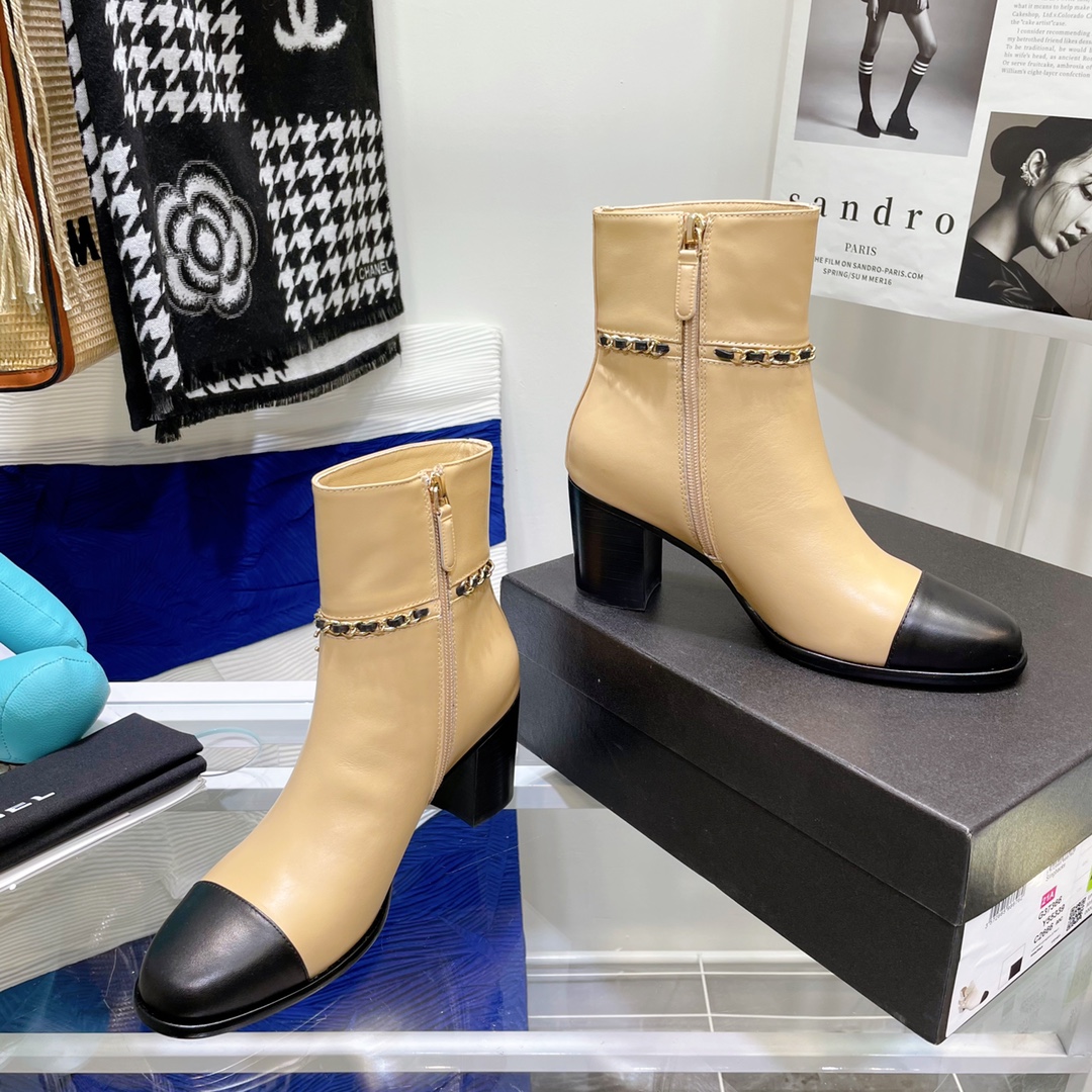 Chanel Round Toe High-heeled Ankle Boots - Image 3